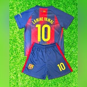 Lamine Yamal Barcelona 10 New Youth Large Soccer Jersey Kit Kids Uniform Set